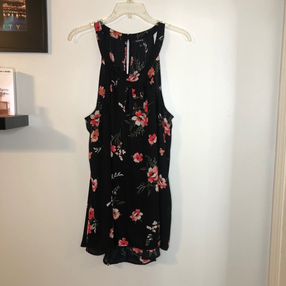 Black blouse with flowers